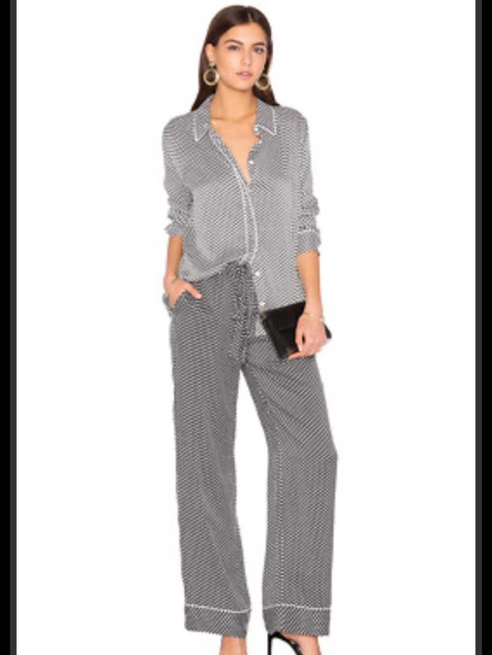 Kate spade ♠️ pajama set Polka Dot Wide-Leg Black/White